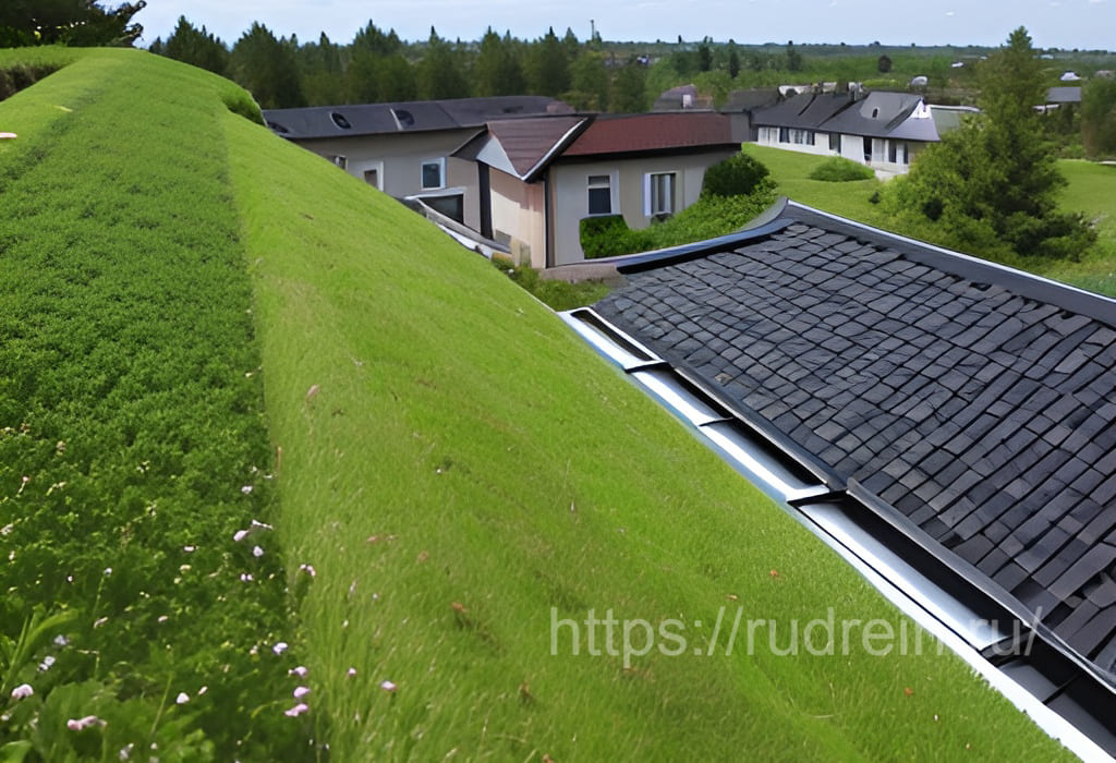 Сравнение обычной и зеленой крыши